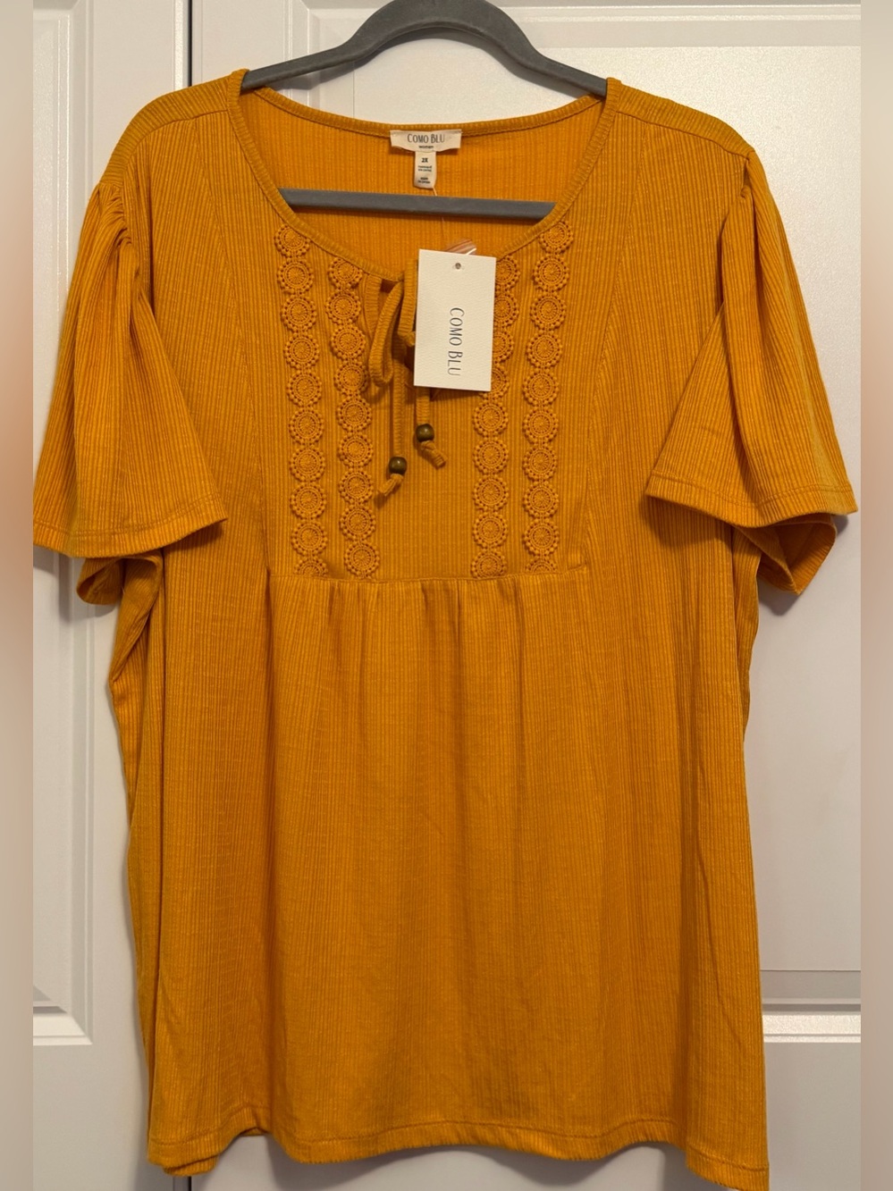 Como Blu Women’s Mustard Short-Sleeve Peasant Top